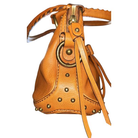 Michael Kors Tan Leather Satchel w/ Gold Studs & Fringe Authenticated - Picture 2 of 11